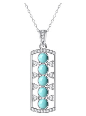 天然绿松石算盘吊坠项链