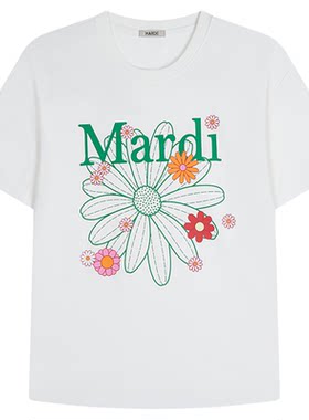 MARDI小雏菊印花短袖T恤女夏宽松百搭纯棉上衣雏菊风夏季休闲通勤