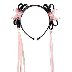 汉服头饰女儿童古风假发辫子头花发饰中国风女童古装发夹发卡女孩