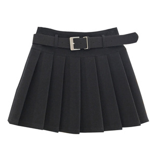 YIMOXI高腰短裙女2025冬季呢料A字百褶裙防走光显瘦百搭半身裙子