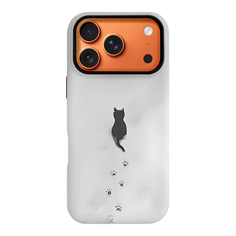 忧郁背影小猫适用iphone手机壳15/16promax/17Air磁吸菲林二合一磨砂质感磁吸支架17promax可爱风猫咪图案16