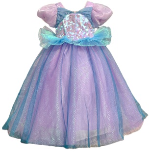 西米女童美人鱼公主裙春夏小女孩高级感生日亮片爱丽儿儿童礼服裙