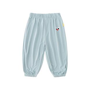 嘟嘟家儿童夏季防蚊裤男童薄款空调裤女童束脚针织格子裤空调裤子