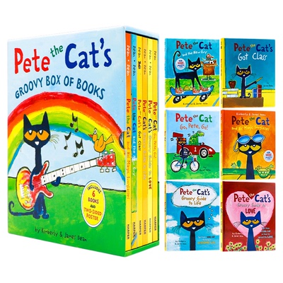 皮特猫英语绘本全套6册 英文原版精装 Pete the Cat Groovy Box Of Books  精美礼盒装 好性格养成书 图画故事书3-6岁  亲子绘本