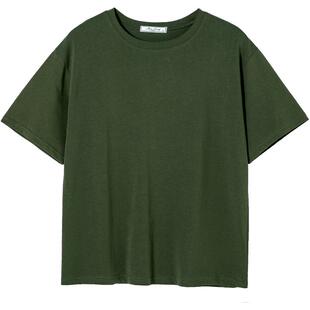 军绿色短袖t恤女夏宽松纯棉2026新款大码体恤胖mm中半袖短款上衣