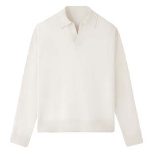 【100%纯棉 吸湿透气】CULTUM宽松针织衫男半开襟海鸥领休闲上衣