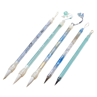 中国画专业级蓝紫粉漂亮颜值毛笔套装小楷工笔勾线笔初学者入门中号专用小号练习描红湖笔狼兼毫笔书法女生