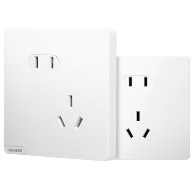 西门子开关插座无边框皓彩白色灰色金色10A五孔正斜错位10只套餐