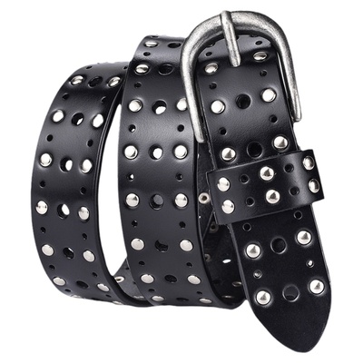 腰带男女同款真皮铆钉