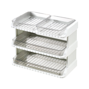 厨房配菜盘多层置物架抽屉式菜盘亚克力分类盘子备菜火锅盘储物盘