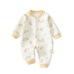 婴儿连体衣秋冬夹棉薄款内搭三个月宝宝衣服秋装女宝纯棉保暖a类6