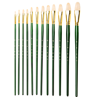 猪鬃油画专用画笔丙烯水粉颜料画笔套装猪鬃硬毛圆头平头鸭舌画画一套排笔子刷初学者美术生专用油画绘画套装