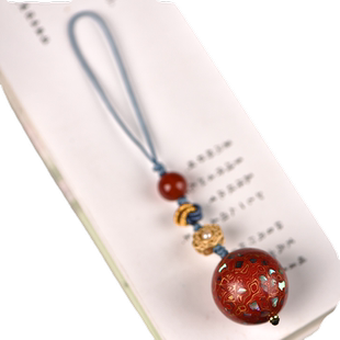 玄同大漆珠红金钥匙扣文玩挂饰国潮手机宝宝个性新颖挂件学生礼物