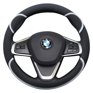 亚麻布艺方向盘套可爱卡通汽车把套防滑吸汗透气耐磨