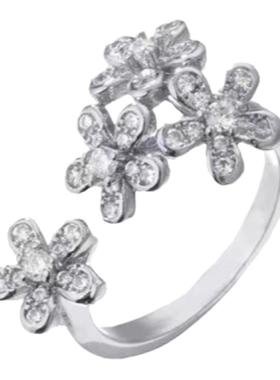 银镀铂金繁花锦簇戒指