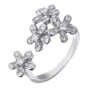 PT950铂金繁花锦簇戒指进口D色莫桑石简约超闪纯银花朵指环不过敏