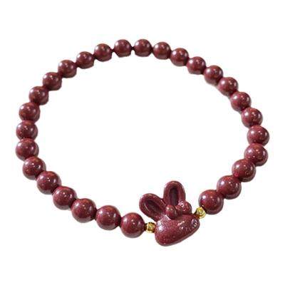 紫晶砂圆珠原创搭配小兔子款手链