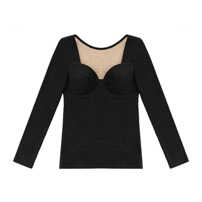 德绒发热保暖内衣女自带胸垫