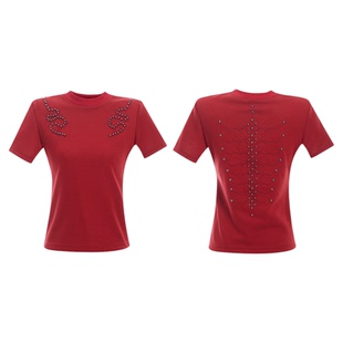 ArguE CulturE蛇瞳脊骨小众金属柳钉脊骨正肩短袖修身T恤上衣女夏