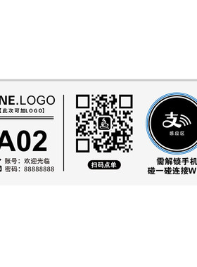 wifi提示牌扫码点餐二维码桌贴