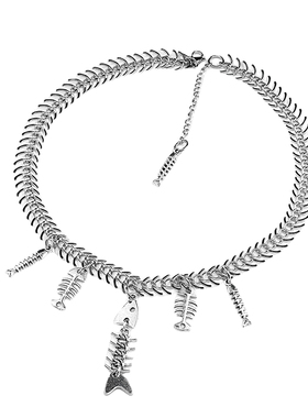 原创废土风鱼骨choker项链锁骨链