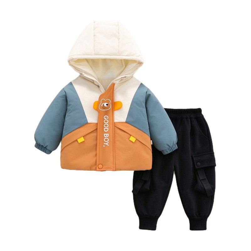 男童加厚保暖棉服套装