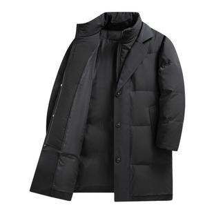 雪中飞2025冬新款男士中长款羽绒服立领风衣式时尚简约休闲气质
