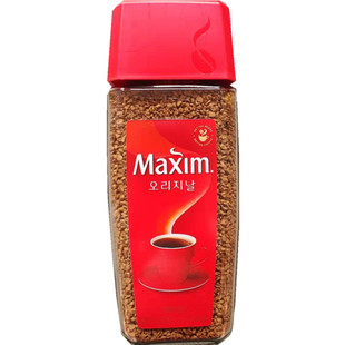 韩国进口大颗粒速溶原味麦馨Maxin咖啡175g无糖无奶纯苦醇正0添加