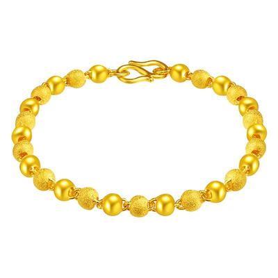 老庙足金磨砂光珠手链基础简约