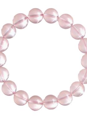 天然粉水晶手串女超鼎级星光粉色