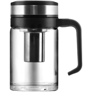 万象玻璃茶杯带把手办公室家用带滤网超大容量茶漏茶水杯送礼商务