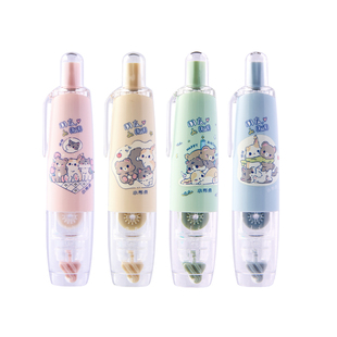 三年二班X长立按动点点胶修正带式强力点状双面胶高粘度可爱手帐胶带贴纸幼儿园手工小学生用错题粘贴点胶笔