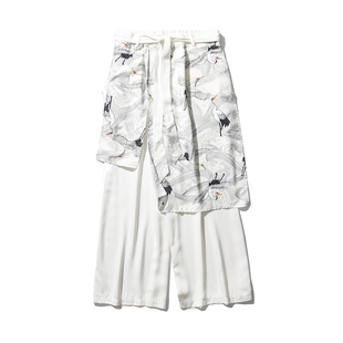 无梦记中国风男直筒休闲宽松阔腿九分长裤汉服哈伦裤情侣唐装宋裤