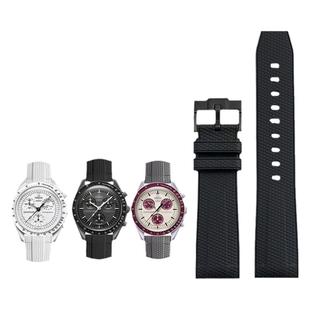 适配欧米茄Swatch表带联名omega斯沃琪史努比白色液态硅胶手表带