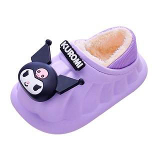 三丽鸥儿童棉拖鞋女童保暖加绒EVA防水库洛米男宝宝棉拖冬季室内