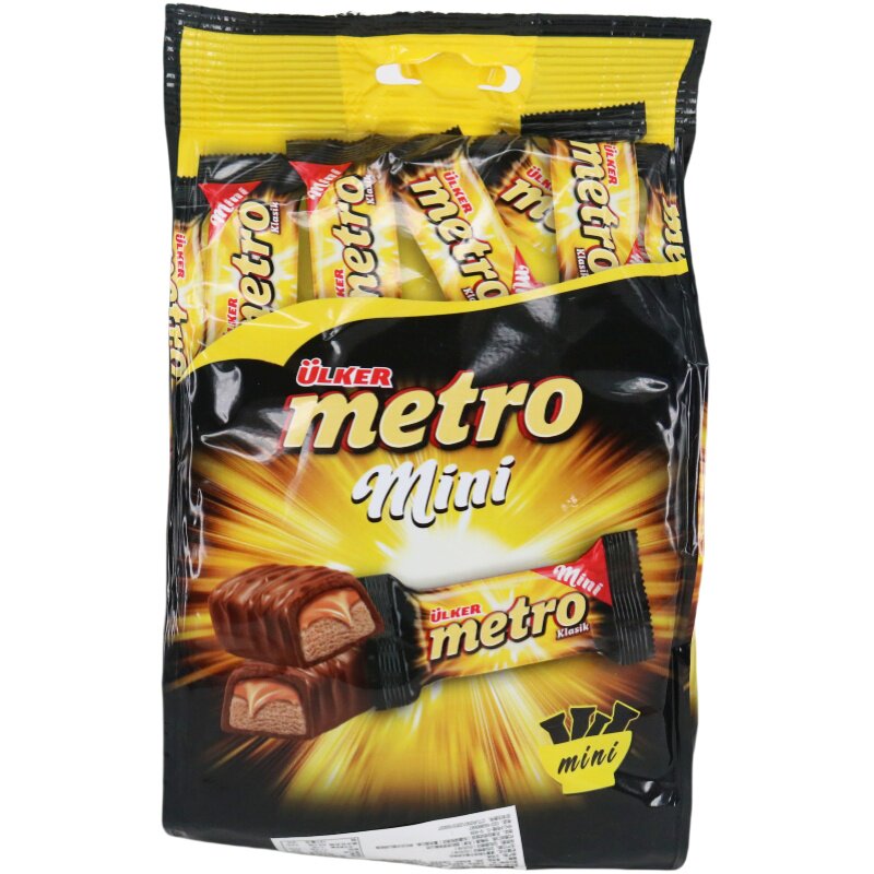 优客牌METRO地铁焦糖牛轧糖夹心巧克力102g迷你土耳其版袋装零食