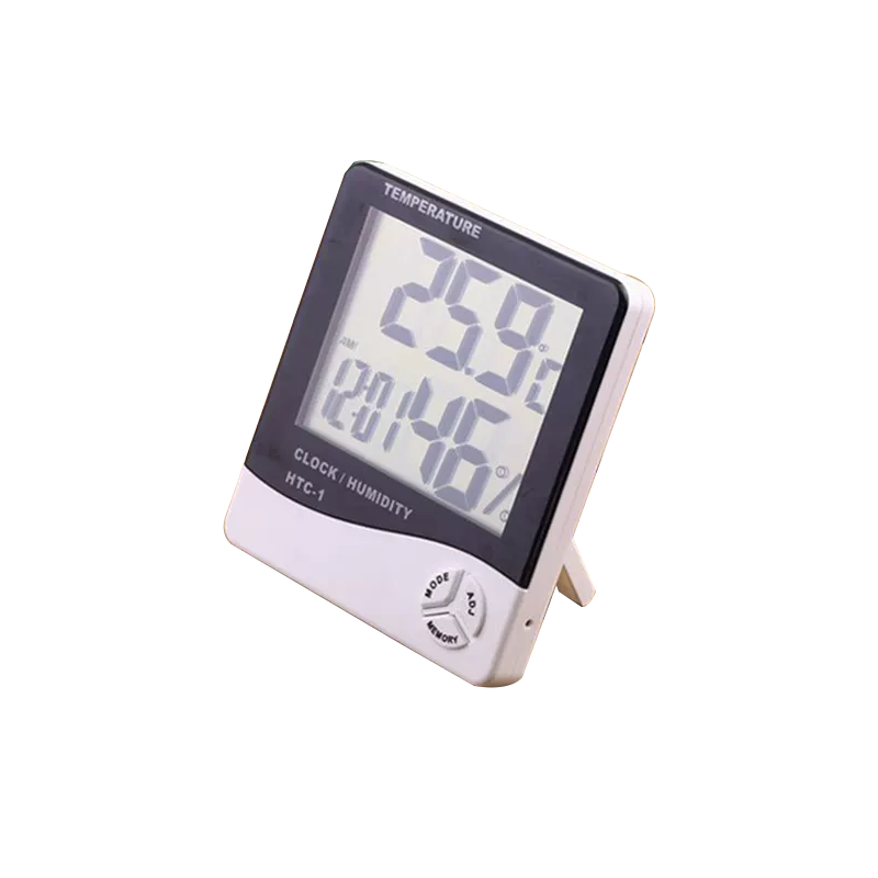 HTC-1大屏幕家用温度计温湿度计高精度室内电子温度计带电子闹钟