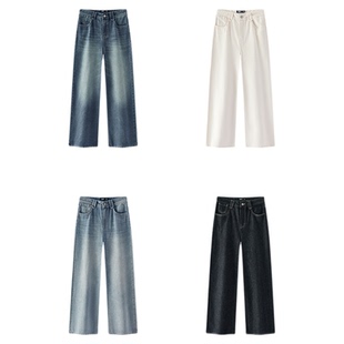 森马牛仔裤直筒裤女莱赛尔阔腿裤26新款春季复古港风松弛拖地长裤