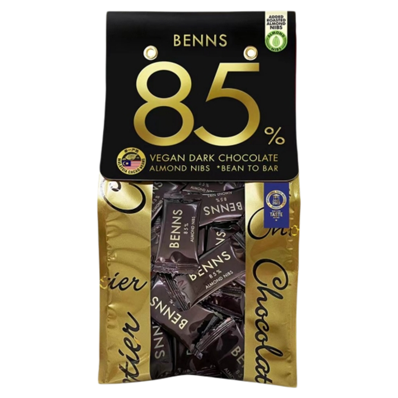 贝纳丝坚果夹心巧克力benns99.9%进口巴旦木榛子黑巧克力健身零食