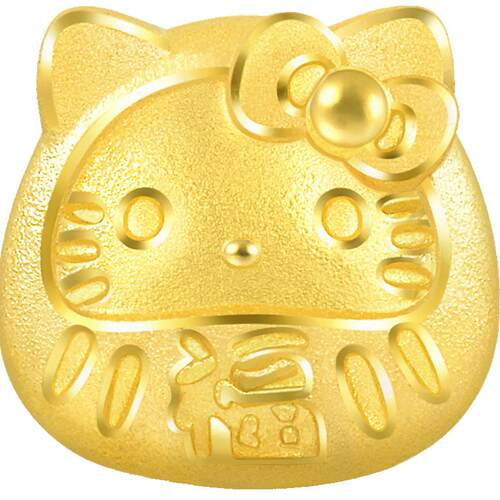 周生生三丽鸥家族Hello Kitty达摩足金耳钉黄金单只93289E