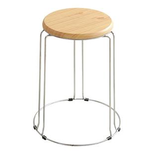 实木圆凳子家用可叠放圆椅套凳铁艺宿舍餐厅成人加厚钢筋餐凳时尚