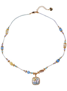 法式油画珍珠项链吊坠