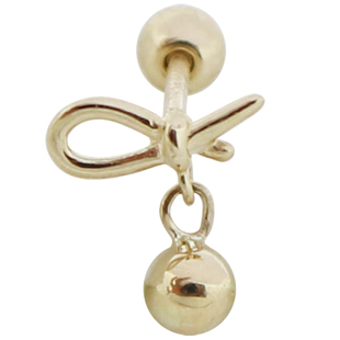 韩国黄金14K10K金耳环星星月亮蝴蝶结珍珠笑脸小吊坠耳骨螺丝耳钉