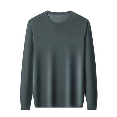 60支精纺纯羊毛衫男长袖轻薄