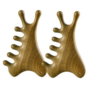 绿檀木四合一按摩梳头皮头部经络梳眼周鼻刮胆经脖颈脸部刮痧板