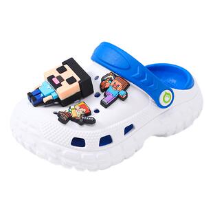 儿童洞洞鞋男童拖鞋夏季新款室内居家防滑凉鞋男孩沙滩鞋大童亲子