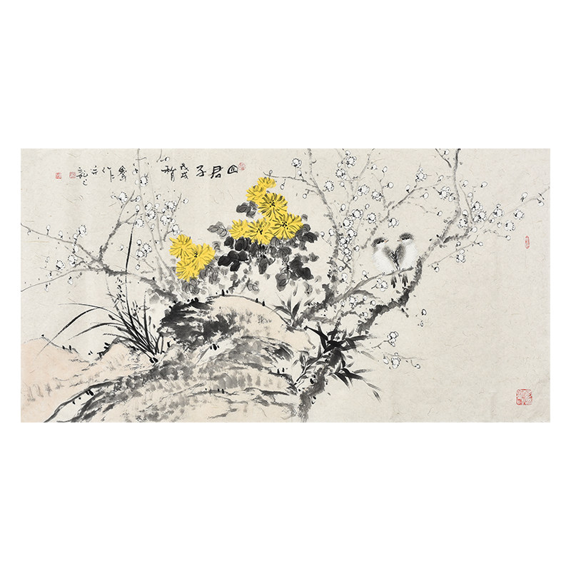 纯手绘字画花鸟画梅兰竹菊诚一轩