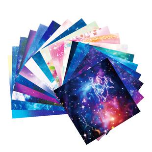 星空折纸双面星座千纸鹤彩纸叠纸卡纸大号彩色厚手工纸正方形儿童幼儿园学生手工制作材料纸飞机大张印花图案