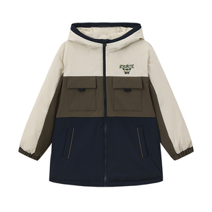 POLO WALK童装 男童羽绒服中长款2025新款冬季儿童外套上衣连帽