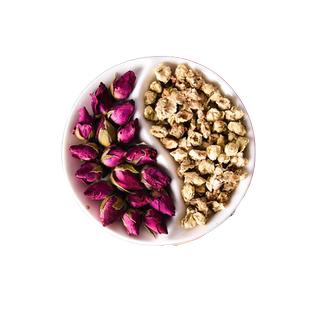 白梅花玫瑰花茶中药材白梅花和红玫瑰花茶组合泡水干花正品30小包